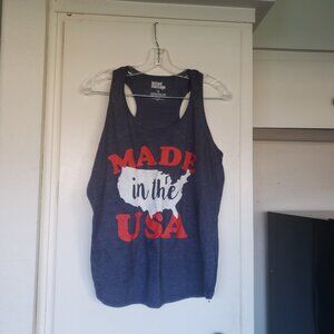 Instant Message Tank Top Blue Made in the USA Size Large